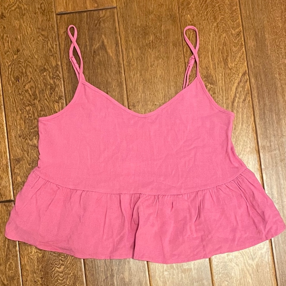 LA Hearts Pink Ruffle Crop Tank Top Size S NWT